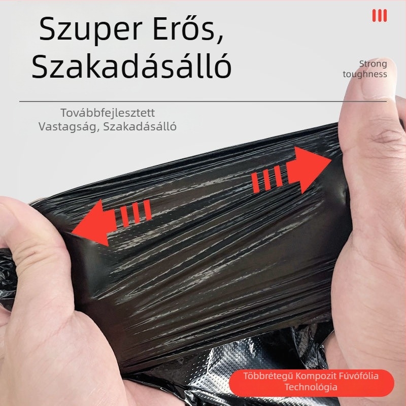 Lapos nyílású egyszer használatos szemeteszsákok, fekete, háztartási használatra, 100 tekercses doboz