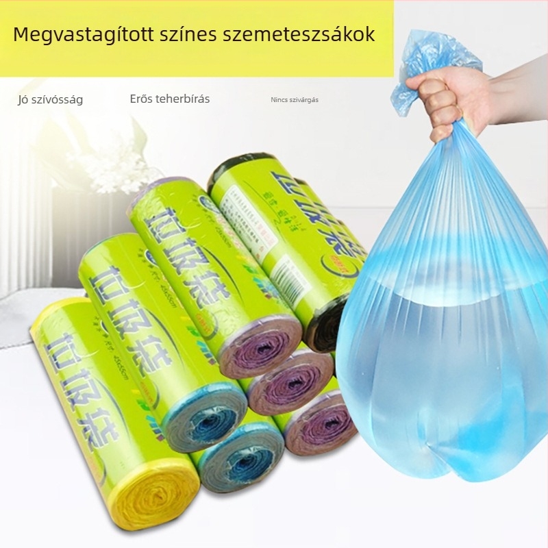 Weijie vastagított szemeteszsák fekete színben, irodai és otthoni használatra, egyszer használatos, 45×55 cm, dupla réteg, 100 tekercs