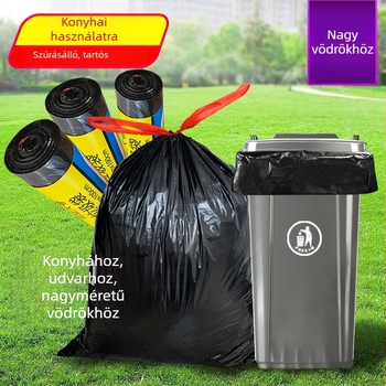 Vastagított, nagy méretű szemeteszsák húzószáras, konyhai használatra, tekercsben