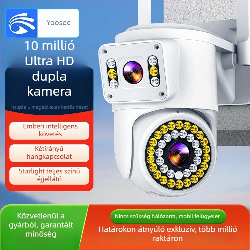 4G kamera 360° vezeték nélküli megfigyelés, dupla képernyő, otthoni HD monitor, 360° éjjellátás