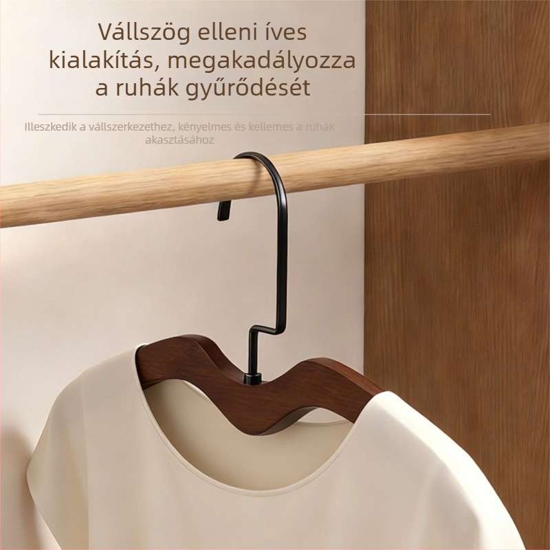 Masszívfa rövid nyakú vállfa otthoni használatra, helytakarékos, nyom nélkül, prémium minőségű fa vállfa a vállak ráncainak megelőzésére