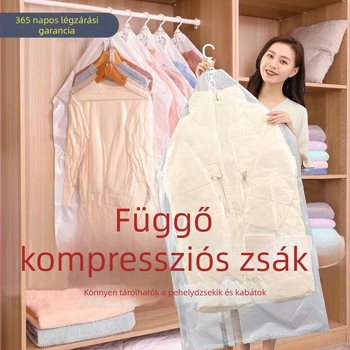 DuTuo akasztós vákuum tömörítő zsák pehelykabátokhoz, ruhákhoz és dunyhákhoz – nedvesség- és porálló, akasztó típusú, pumpával