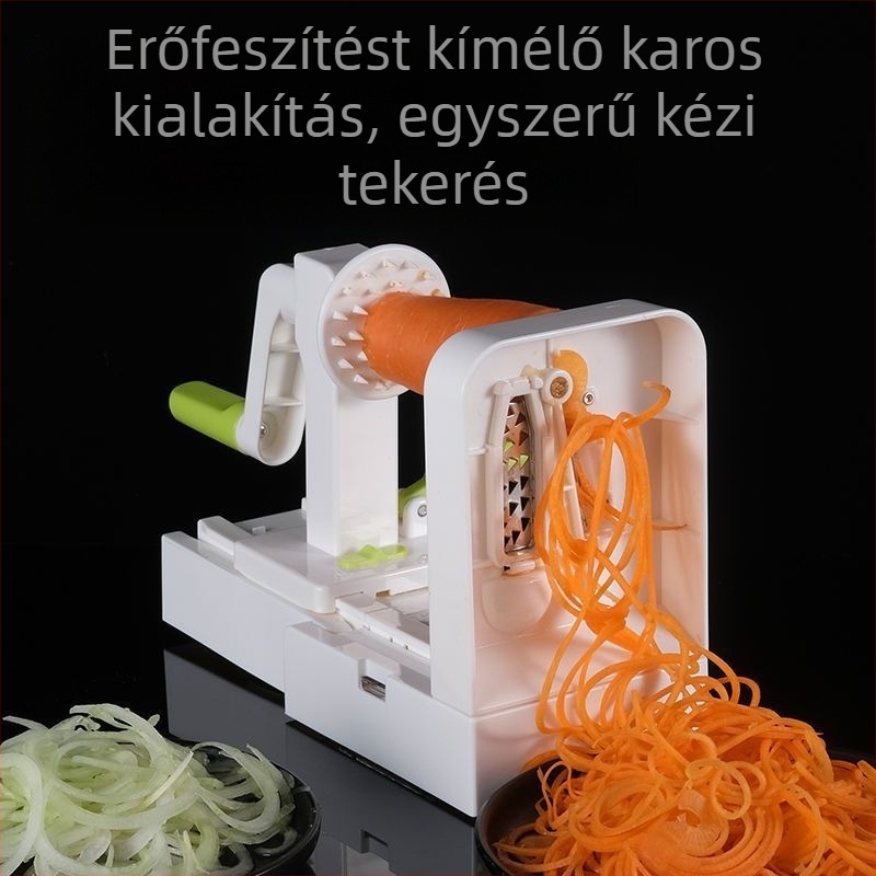 Kézi hajtású, többfunkciós zöldségvágó háztartási használatra, konyhai eszköz krumpli reszelésére és szeletelésére, ujjvédő, rozsdamentes acél pengék