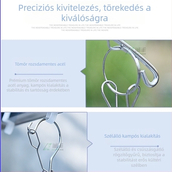 Xufeng íves zokniszárító állvány 8 kapoccsal rozsdamentes acélból