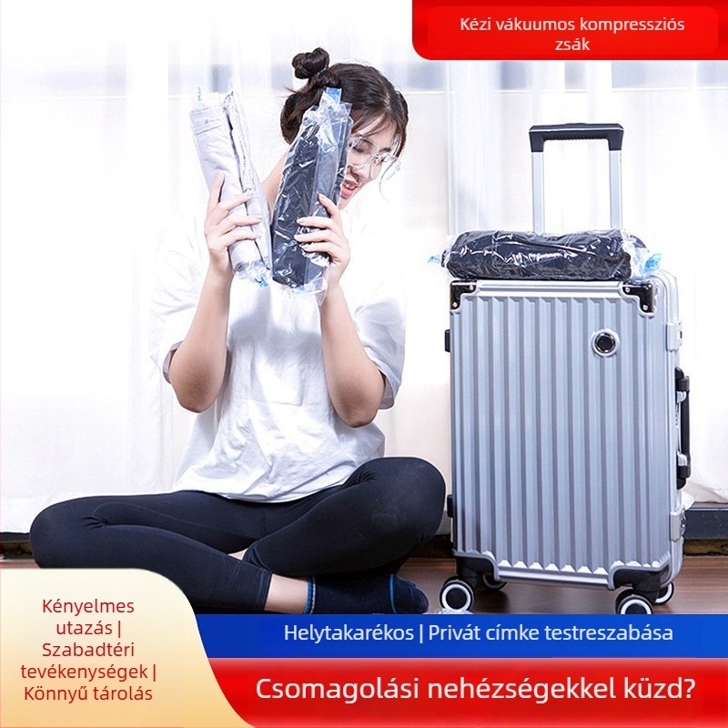 Utazáshoz tervezett tekercses vákuumtáska, hordozható ruhakompressziós táska