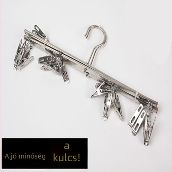 Rozsdamentes acélból készült multifunkcionális ruhaszárító fogas keresztezett dizájnnal, 4 és 8 csipsszel, nadrágtartó és pelenkacsipesz