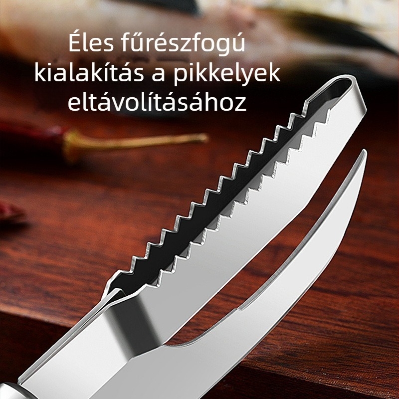 Rozsdamentes acél hal pikkely eltávolító és filéző kés – multifunkcionális konyhai eszköz