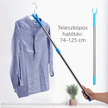 Rozsdamentes acél teleszkópos ruhaszárító rúd felső kampóval – erkélyre, modern minimalist stílus