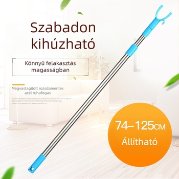 Rozsdamentes acél teleszkópos ruhaszárító rúd felső kampóval – erkélyre, modern minimalist stílus
