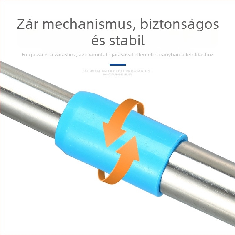 Rozsdamentes acél teleszkópos ruhaszárító rúd felső kampóval – erkélyre, modern minimalist stílus