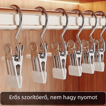Háromcsipeszes ruhafogas nadrágokhoz, szoknyákhoz és farmerhoz – többfunkciós gardrobszervező horogokkal