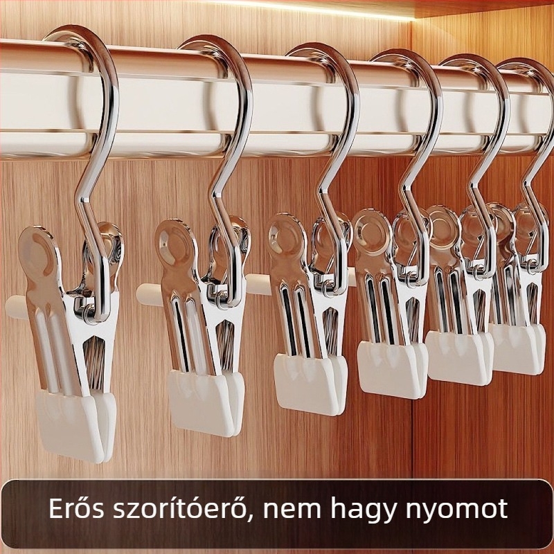 Háromcsipeszes ruhafogas nadrágokhoz, szoknyákhoz és farmerhoz – többfunkciós gardrobszervező horogokkal