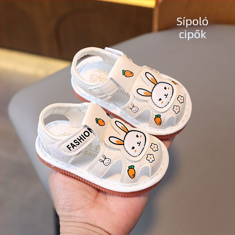 Nyári babacipő – puha talpú, zárt orrú, Velcro-zár, rajzfilm motívummal, 12–36 hónapos korúaknak