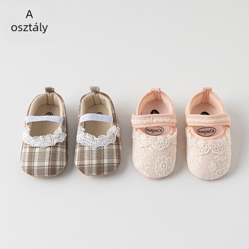 Tavaszi–ősz baba cipő 3–6 hónapos, csipkés, puha talpú, légáteresztő, csúszásmentes, tanuló járás cipő, hercegnő stílus, Velcro