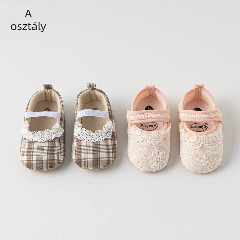 Tavaszi–ősz baba cipő 3–6 hónapos, csipkés, puha talpú, légáteresztő, csúszásmentes, tanuló járás cipő, hercegnő stílus, Velcro