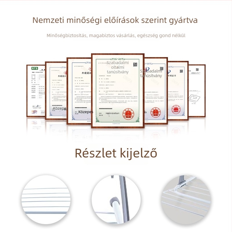 Rozsdamentes acél függő ruhaszárító állvány ablakpárkányhoz cipőállvánnyal, erkélyre, összecsukható otthoni használatra