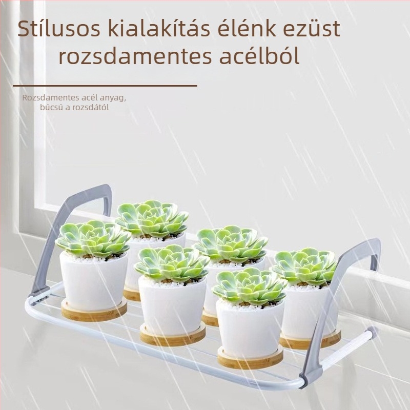 Rozsdamentes acél függő ruhaszárító állvány ablakpárkányhoz cipőállvánnyal, erkélyre, összecsukható otthoni használatra