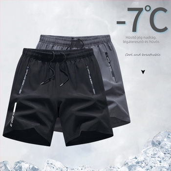 Férfi Ice Silk rövidnadrág nyárra, laza, légáteresztő, könnyű, félhosszú, edzéshez, plusz méret