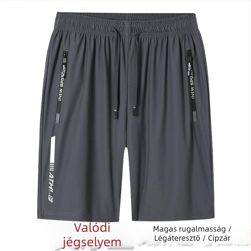 Férfi Ice Silk rövidnadrág nyárra, laza, légáteresztő, könnyű, félhosszú, edzéshez, plusz méret