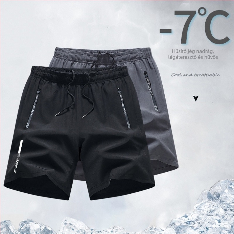 Férfi Ice Silk rövidnadrág nyárra, laza, légáteresztő, könnyű, félhosszú, edzéshez, plusz méret
