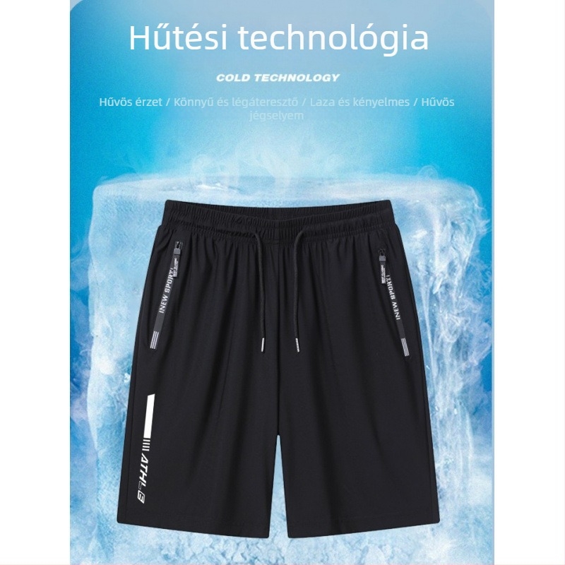 Férfi Ice Silk rövidnadrág nyárra, laza, légáteresztő, könnyű, félhosszú, edzéshez, plusz méret
