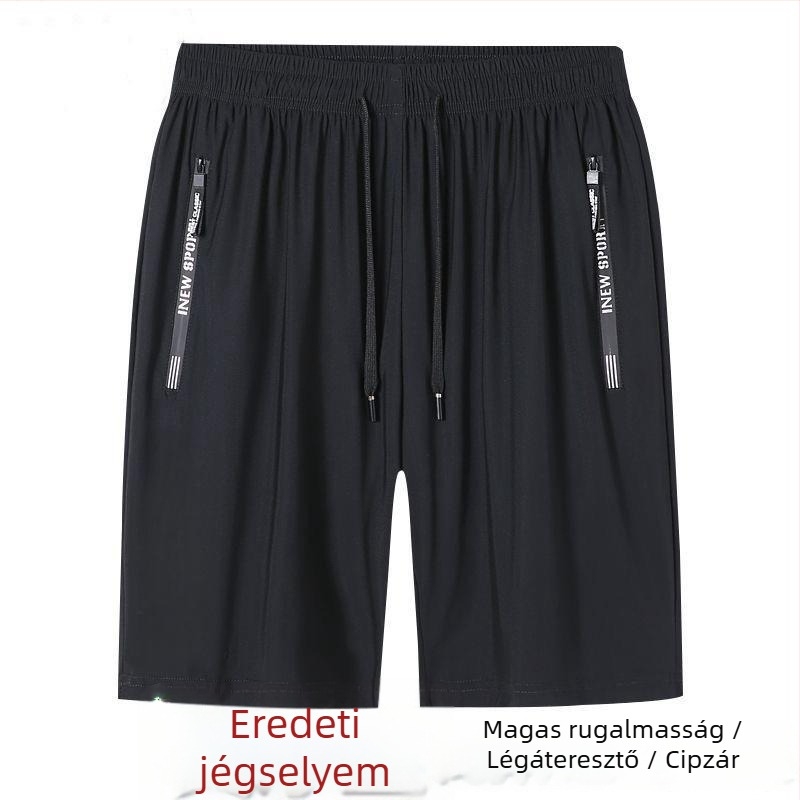 Férfi Ice Silk rövidnadrág nyárra, laza, légáteresztő, könnyű, félhosszú, edzéshez, plusz méret