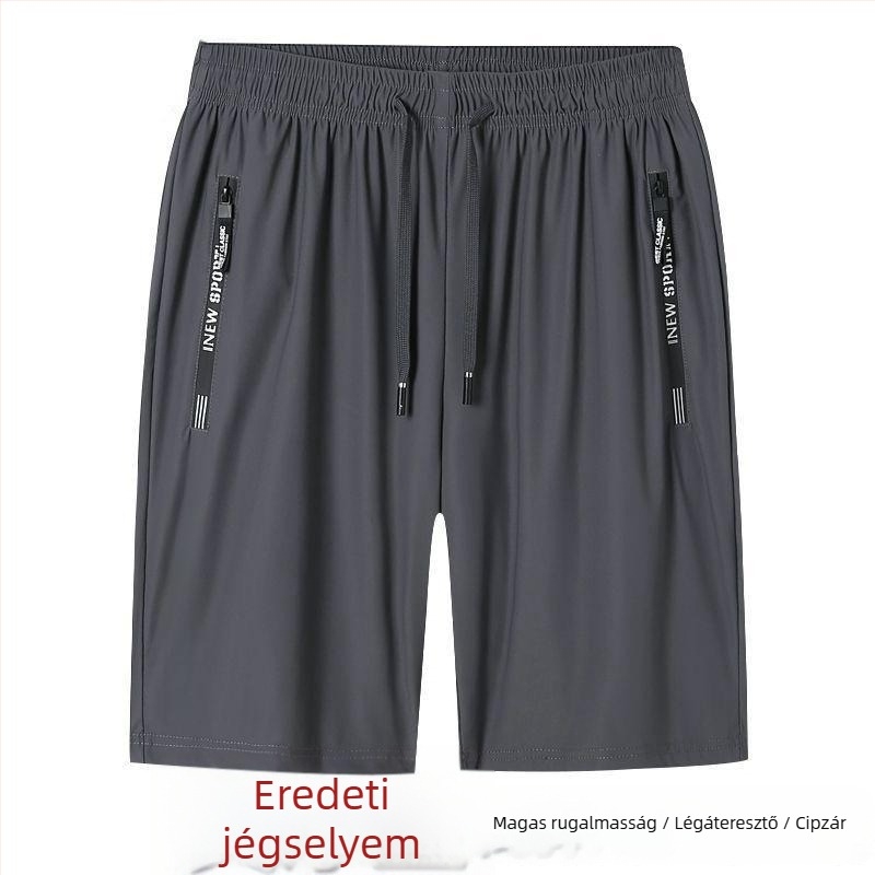 Férfi Ice Silk rövidnadrág nyárra, laza, légáteresztő, könnyű, félhosszú, edzéshez, plusz méret