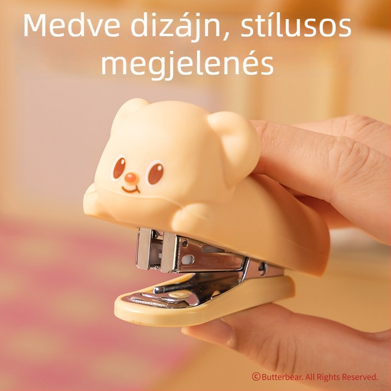 Deli HY199 Mini kapocs Butter Bear dizájnnal, diákok számára – hordozható irodai dokumentumkötő készülék