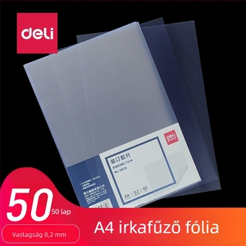 Deli 3820 Átlátszó A4-es kötésborító PVC borítással, 50 lap / készlet