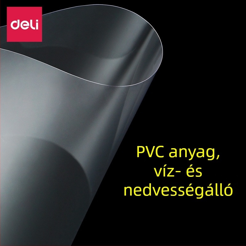 Deli 3820 Átlátszó A4-es kötésborító PVC borítással, 50 lap / készlet