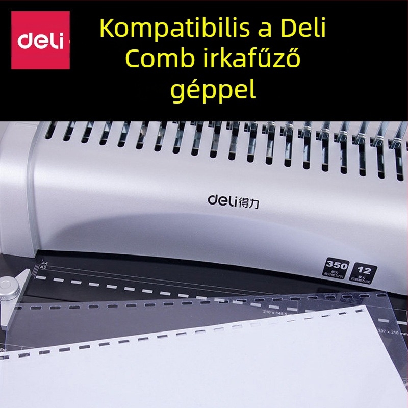 Deli 3820 Átlátszó A4-es kötésborító PVC borítással, 50 lap / készlet