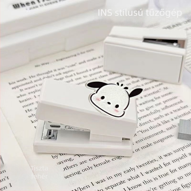 Pacha Dog mini tűzőgép, tejfehér, aranyos, diákoknak