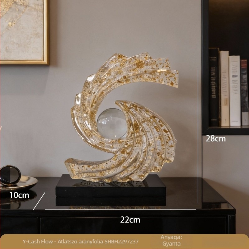 Modern minimalist arany színű gyanta dekoratív dísz a nappaliba, skandináv stílusban