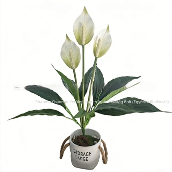 3D-nyomtatott mű zöld növények és vörös anthurium, asztali dekor otthonhoz