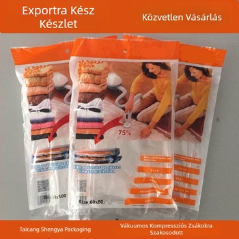 Vákuumos tömörítő táska ruhák és takarók tárolására, por- és nedvességálló, áttetsző modell