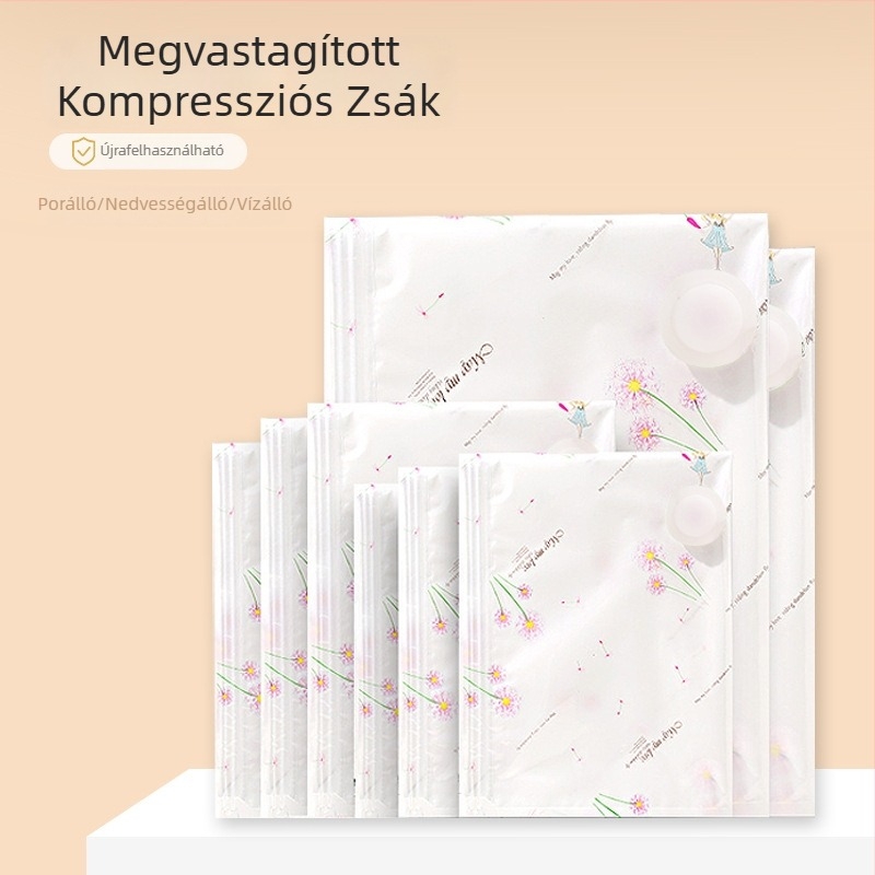 Vákuumos tömörítő zsák ruhákhoz és paplanokhoz, vastagított kivitel szeleppel