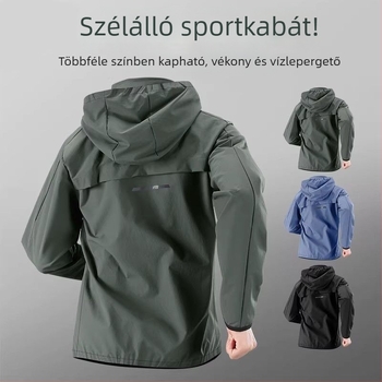 Férfi tavaszi vékony szélálló hosszú ujjú sportos kabát futáshoz, túrázáshoz és szabadtéri kerékpározáshoz