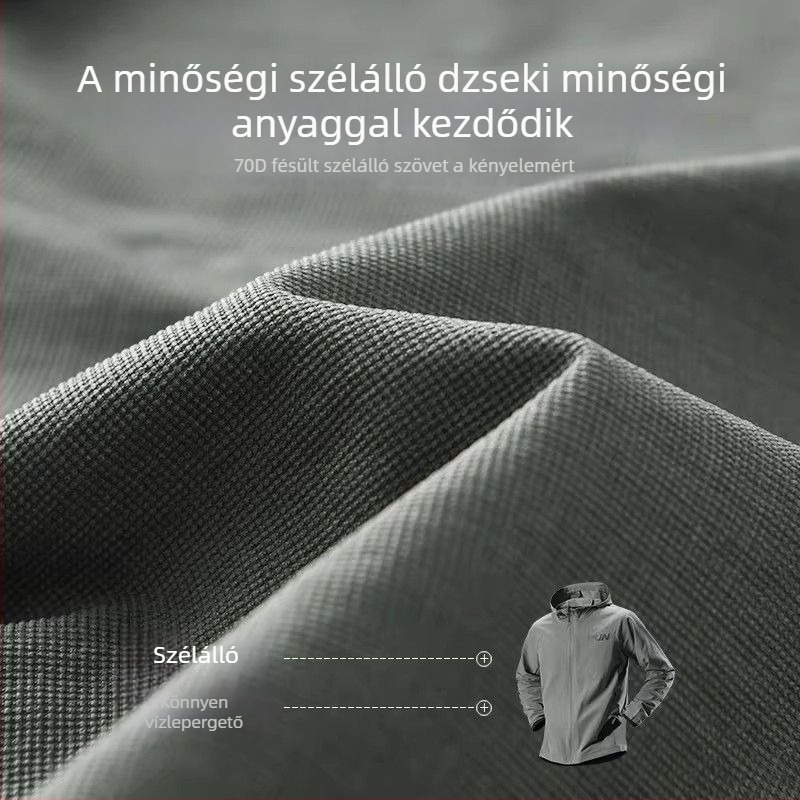 Férfi tavaszi vékony szélálló hosszú ujjú sportos kabát futáshoz, túrázáshoz és szabadtéri kerékpározáshoz