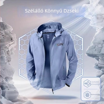 Férfiaknak szélvédő kapucnis sportkabát, könnyű, gyorsan száradó poliészterből