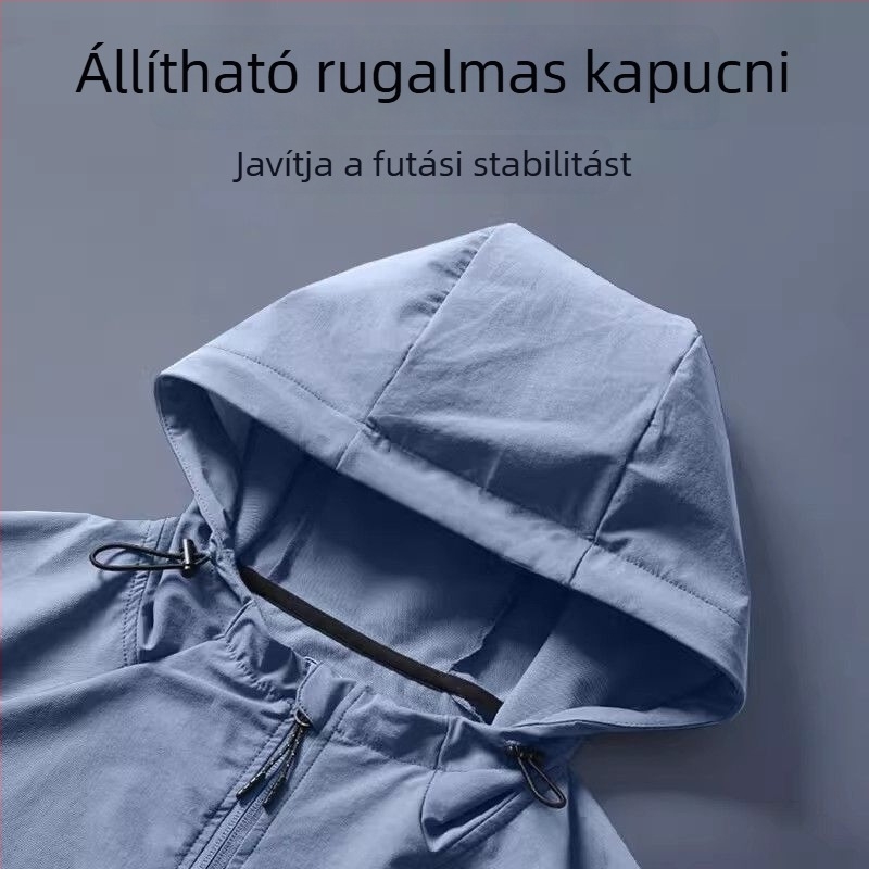 Férfiaknak szélvédő kapucnis sportkabát, könnyű, gyorsan száradó poliészterből