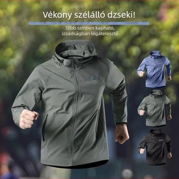 Férfiak számára könnyű, szélálló kapucnival ellátott kabát, szabadtéri futásra, hegymászatra és kerékpározásra