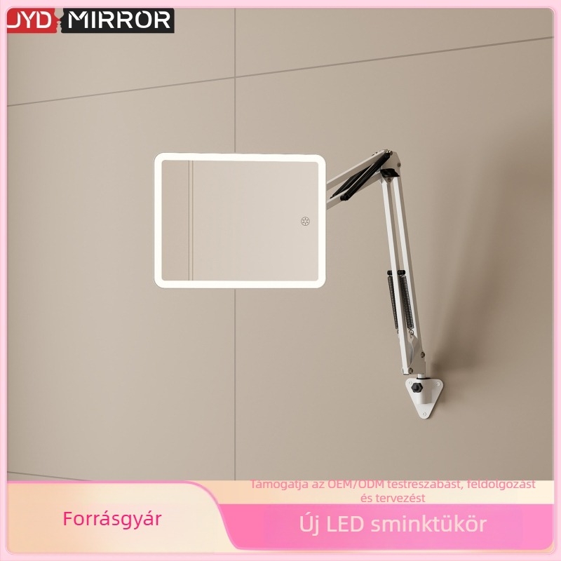 Állítható forgású LED sminktükör, testreszabható, világító, falra szerelhető, újratölthető
