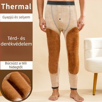 Férfiaknak magas derekú téli termosz nadrág, térd- és derékvédő, fleece-bélés, vastag és meleg