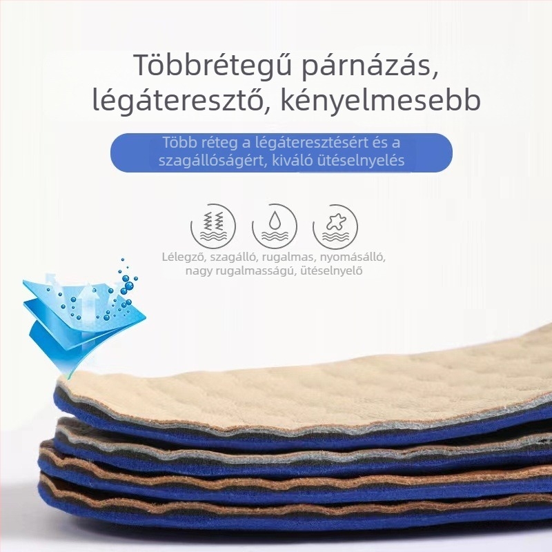 Uniszex borjúbőr talpbetét, légáteresztő, izzadság-elszívó, vastított, ütéscsillapító, mindennapi cipőkhöz