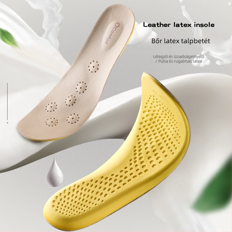 Vastagított valódi bőrből készült talpbetét latexszel, hosszú állás közben is kényelmes, nedvszívó, ütéscsillapító, bőrcipőkhöz, uniszex