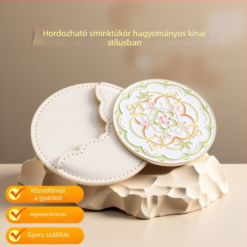 Fém keretű, kulturális és kreatív sminktükör, retro kis kör alakú zsebtükör, DIY egyoldalú sminktükör
