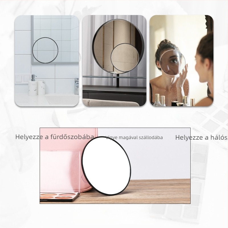6 hüvelykes sminktükör nagyítással 10x, 20x, 30x és 40x, szívókoronggal