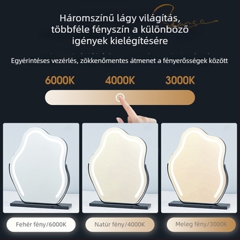 Cloud Mirror LED sminktük anti-fog, asztali sminktükör világítással, feltöltő vagy hálózati áramellátás, méret 45×58 cm