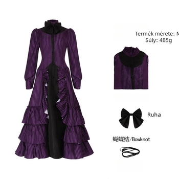 Gótikus középkori retro redőzött ruha anime cosplayhoz