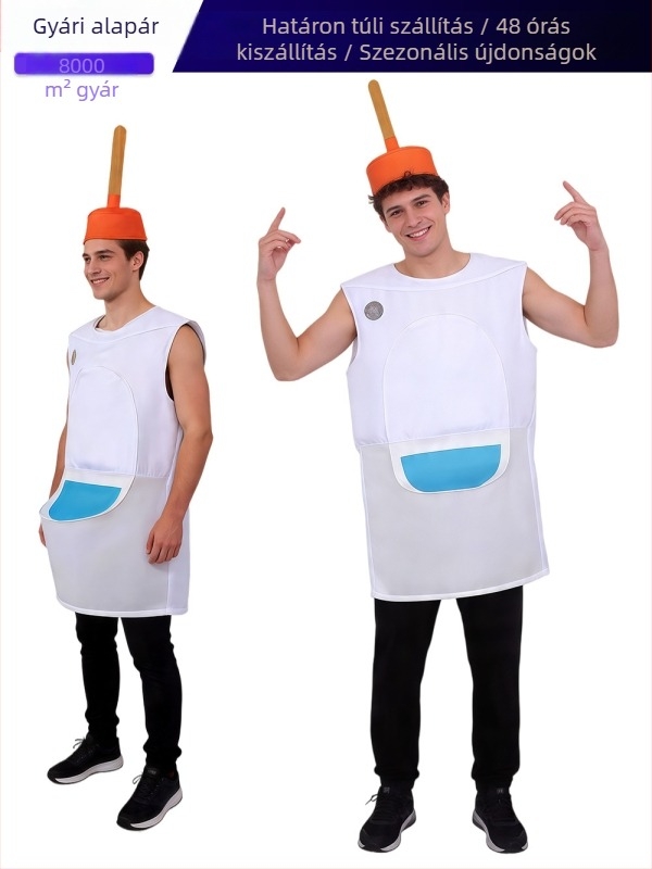 WC-formájú cosplay jelmez felnőtteknek, Halloween tréfa és színpadi előadásokhoz